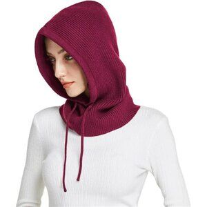 Winter Hats for Women, Wool Blend Hooded Scarf Hat for Women Balaclava